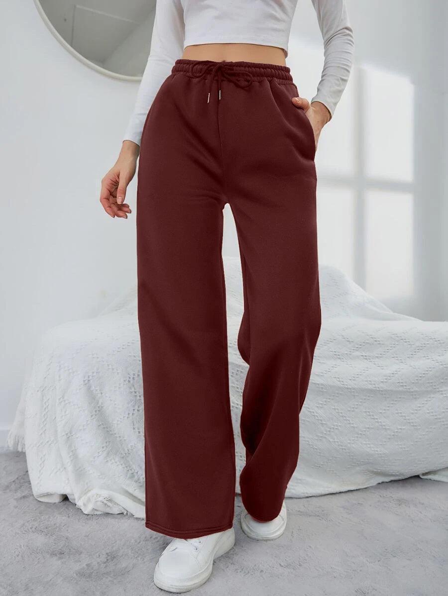 Womens Solid Loose Track Pants (brown) - Young Trendz