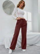 Womens Solid Loose Track Pants (brown) - Young Trendz