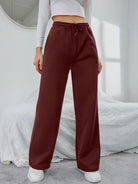 Womens Solid Loose Track Pants (brown) - Young Trendz