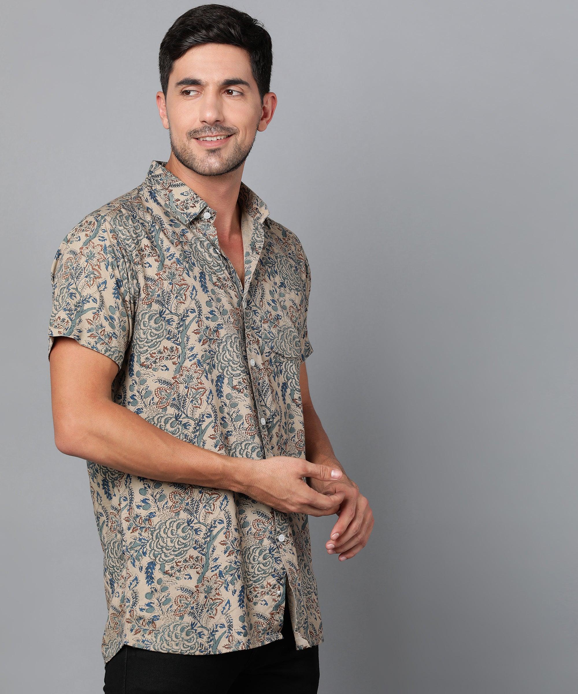 Mens Half Sleeve Casual Printed Shirt - Young Trendz