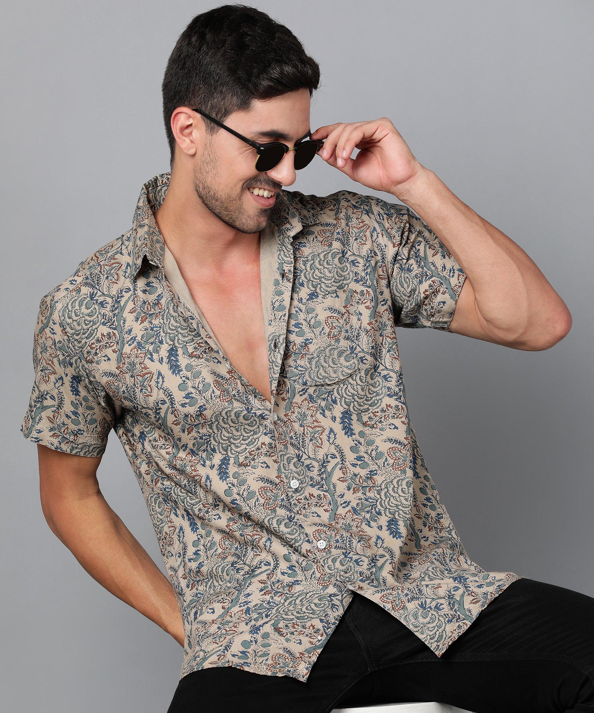 Mens Half Sleeve Casual Printed Shirt - Young Trendz