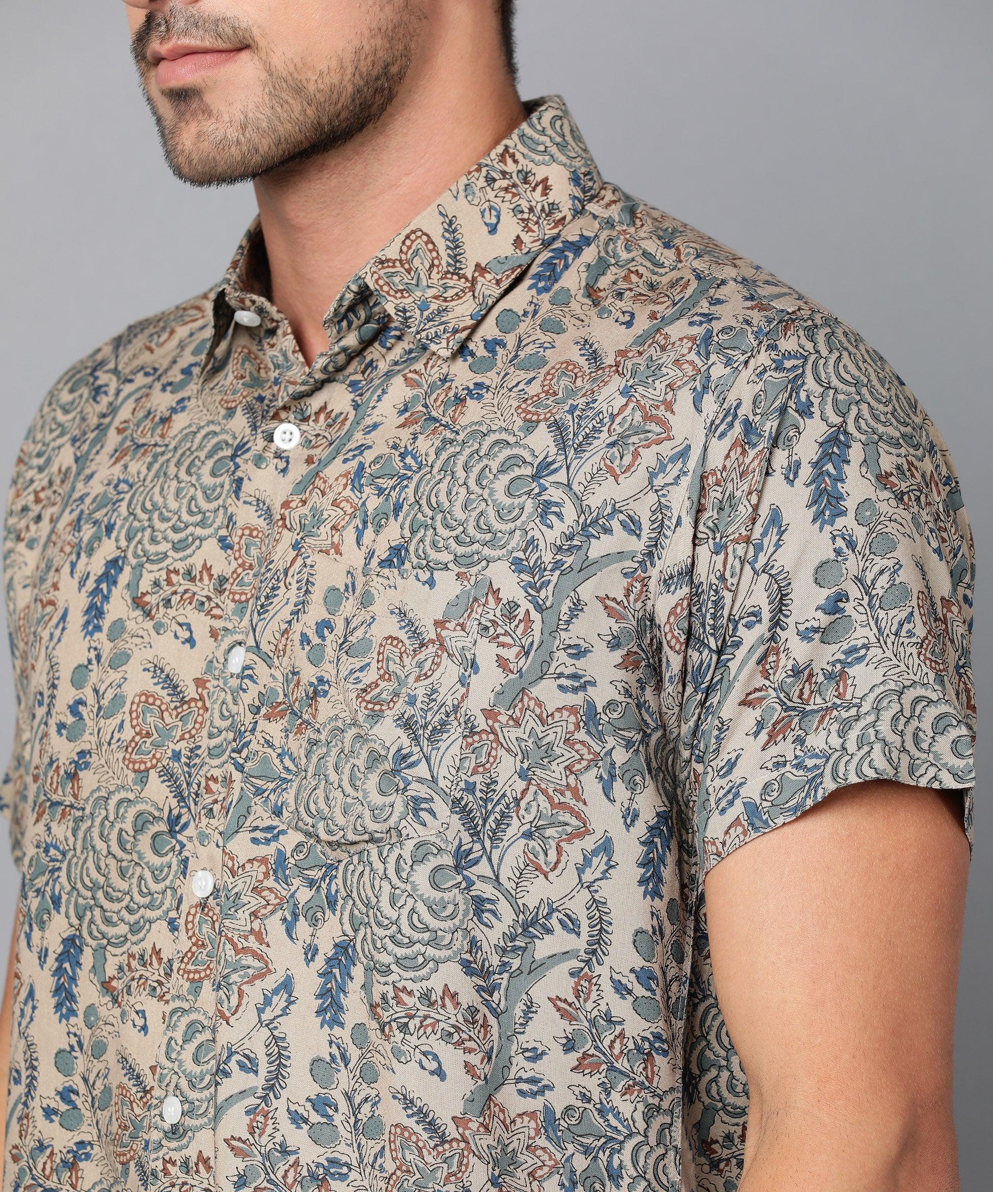 Mens Half Sleeve Casual Printed Shirt - Young Trendz