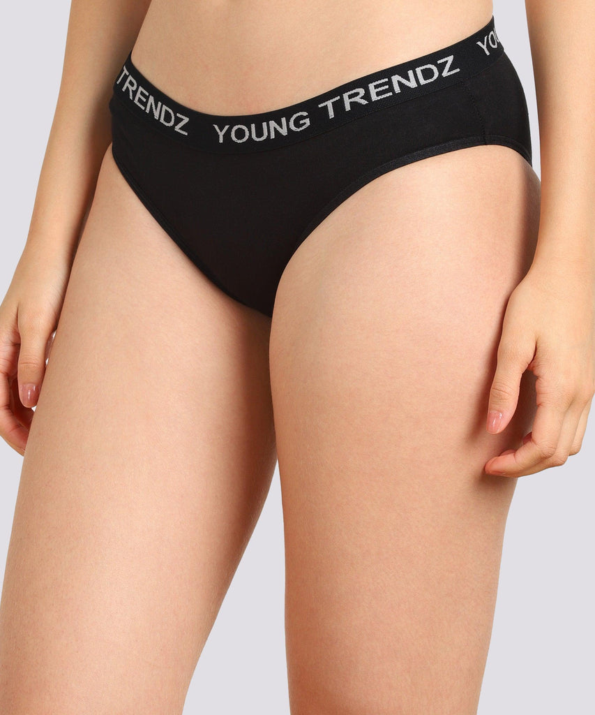 Young Trendz Women YT Elastic Hipster Black Panty - Young Trendz