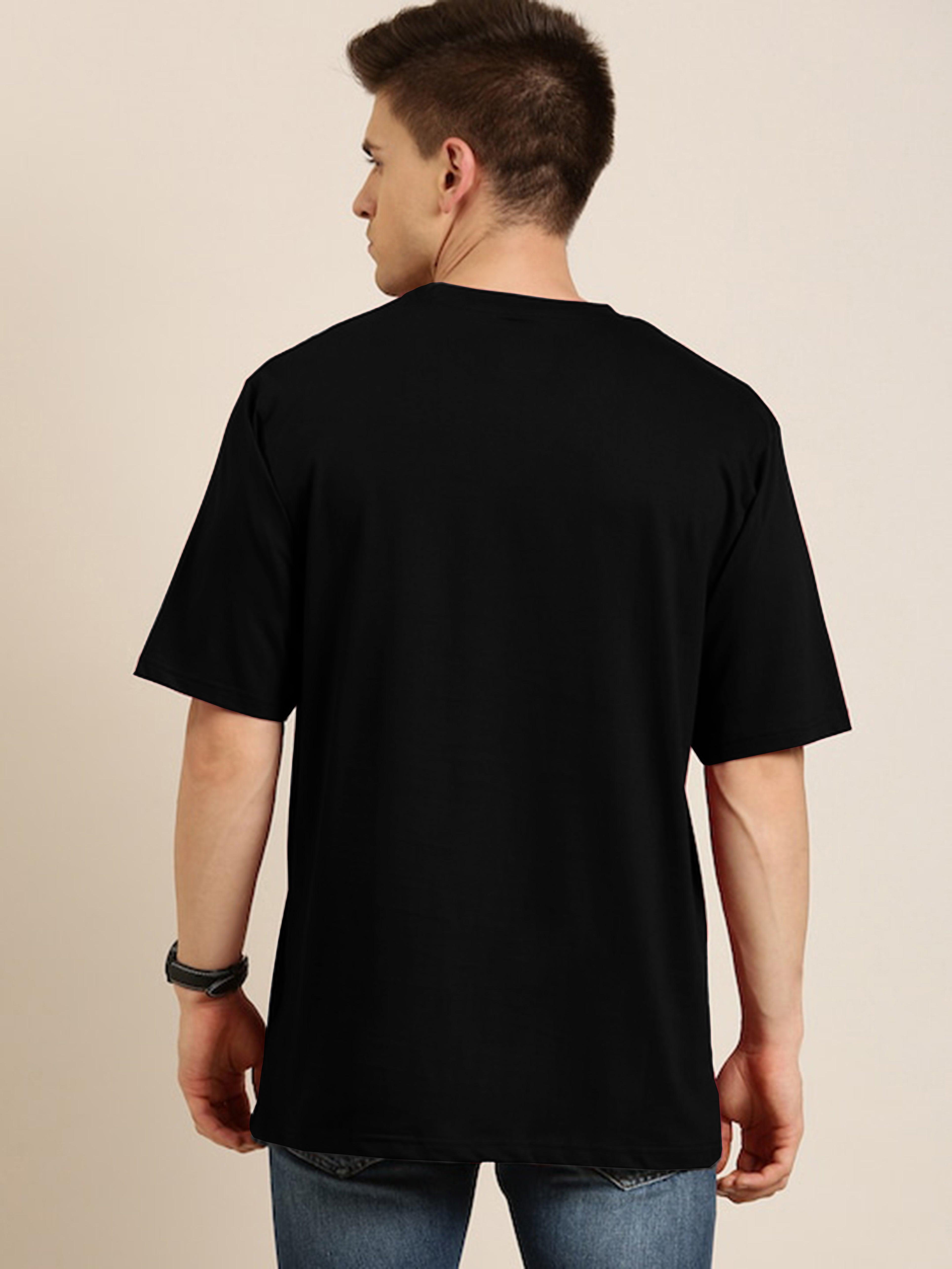 Mens Unisex Over Size Printed Black Color Tshirts - Young Trendz