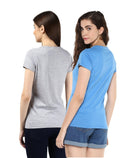 Young Trendz Womens Combo Half Sleeve Cat Printed Grey Color and Fish Printed Skyblue Color Tshirts - Young Trendz