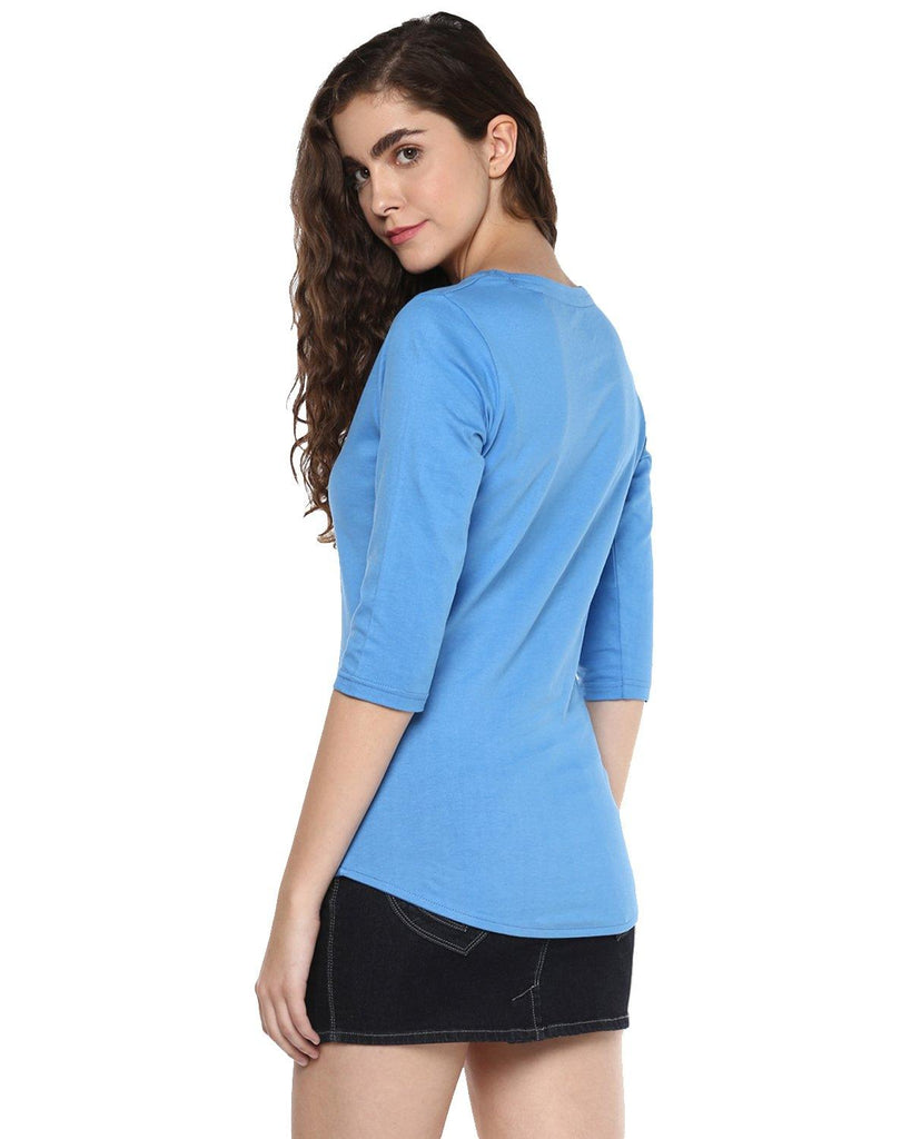Womens 34U Cat Printed Blue Blue Color Tshirts - Young Trendz