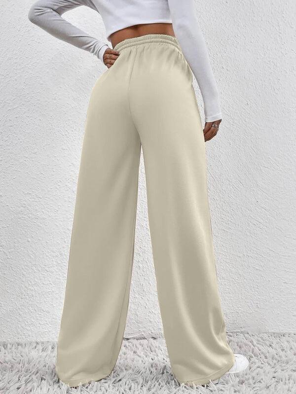 Womens Solid Loose Track Pants (Sand) - Young Trendz