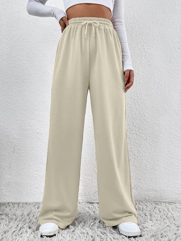 Womens Solid Loose Track Pants (Sand) - Young Trendz