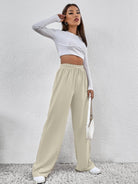 Womens Solid Loose Track Pants (Sand) - Young Trendz