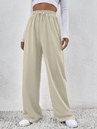 Womens Solid Loose Track Pants (Sand) - Young Trendz