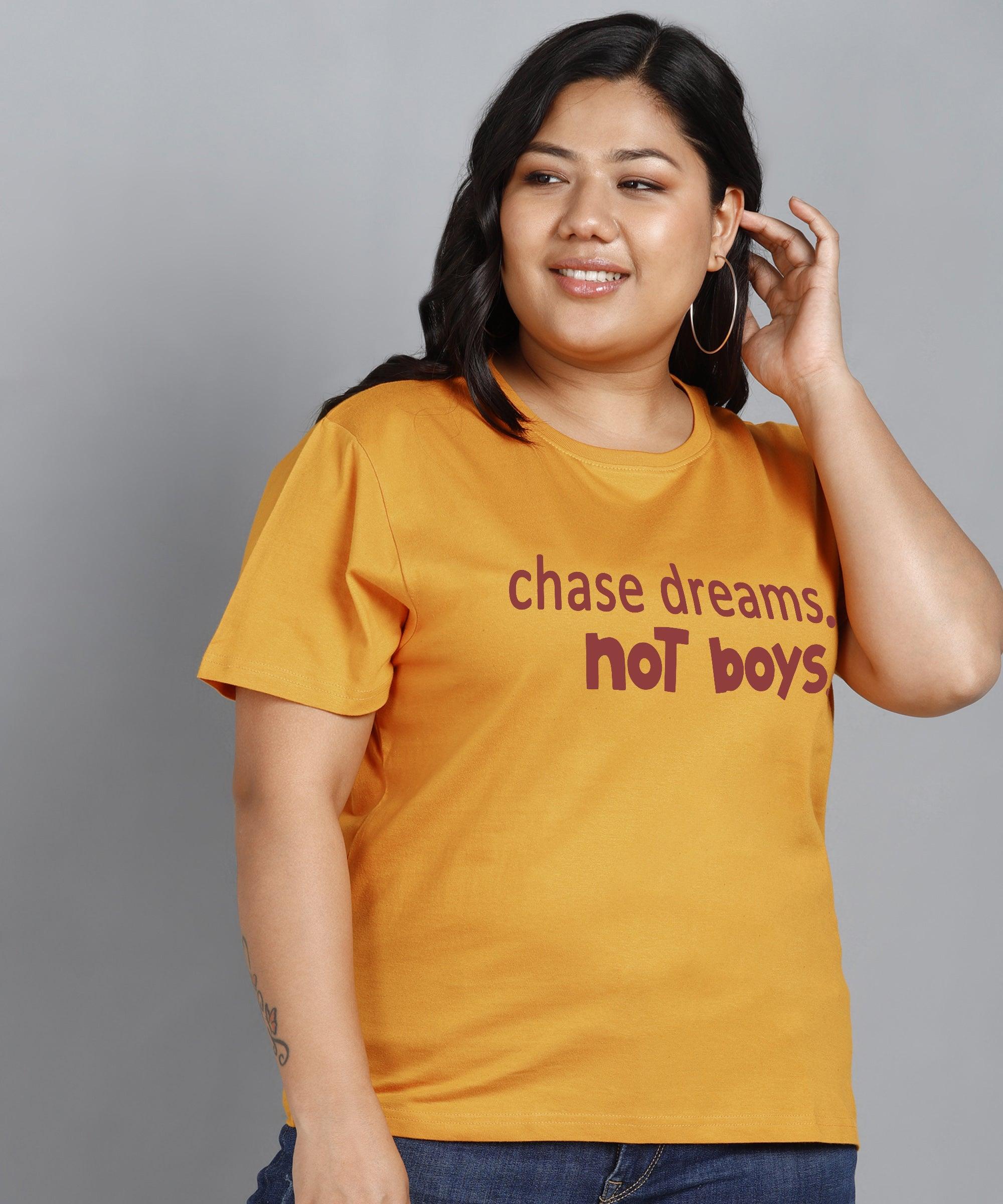 Womens Regular fit Plus Size Printed T-shirt (Mustard) - Young Trendz