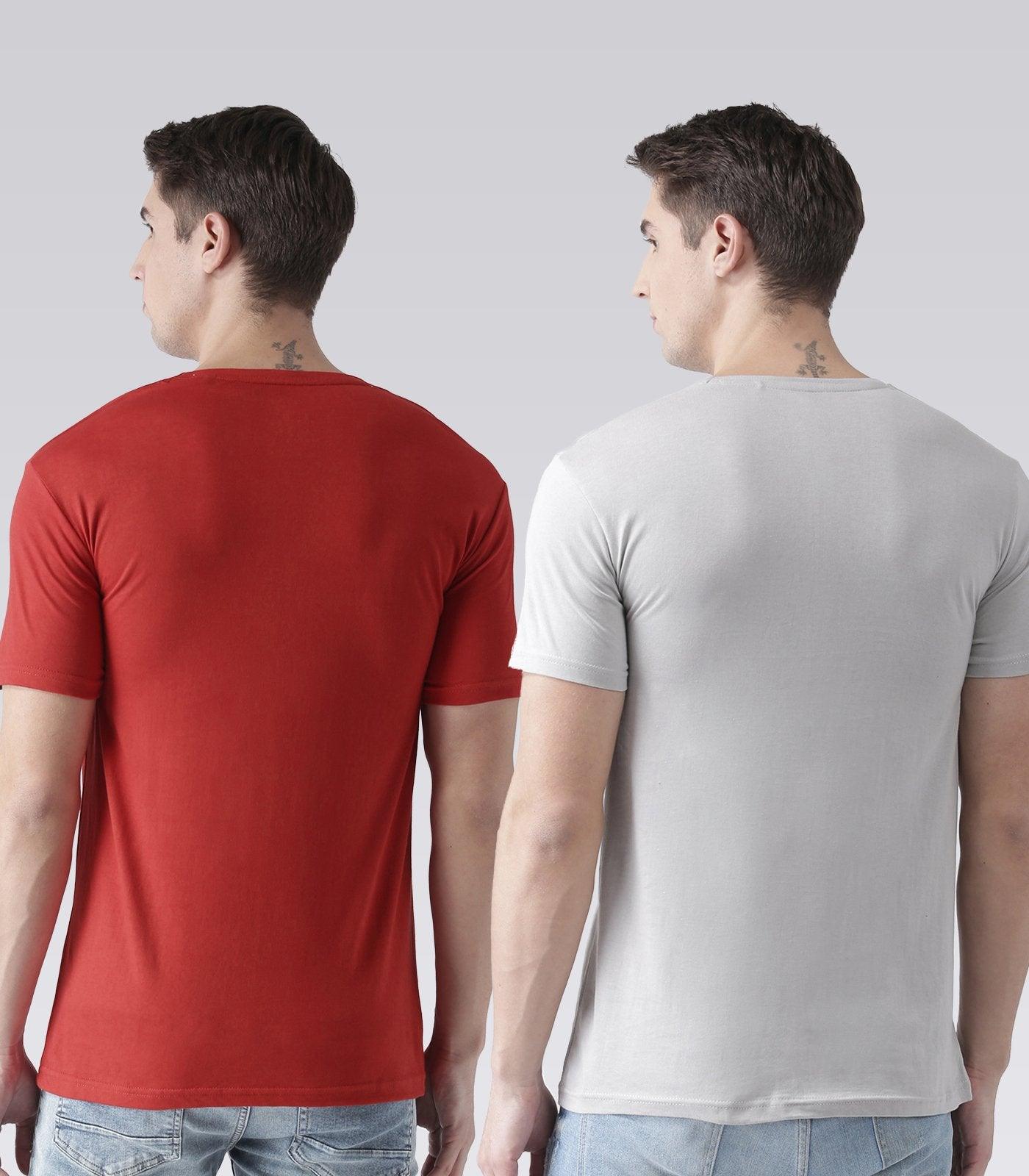 Young Trendz Mens Combo Beast Red Color and Travel Steel Grey Color Half Sleeve Printed T-Shirts - Young Trendz