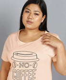 Womens Plus Size Printed Nighty (Peach) - Young Trendz