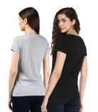 Young Trendz Womens Combo Half Sleeve Complicate Printed Grey Color and Hateu2 Printed Black Color Tshirts - Young Trendz