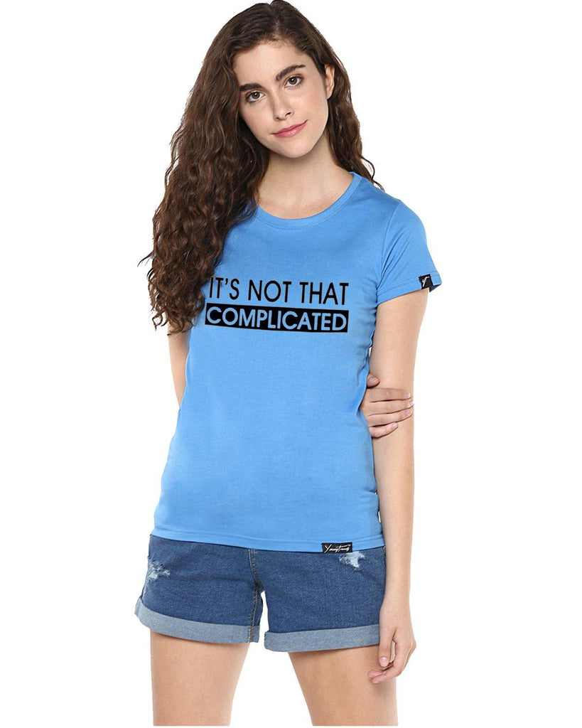 Womens Half Sleeve Complicated Printed Blue Color Tshirts - Young Trendz