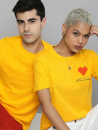 Young Trendz Couple Printed Round Neck T.Shirts (Mustard) - Young Trendz