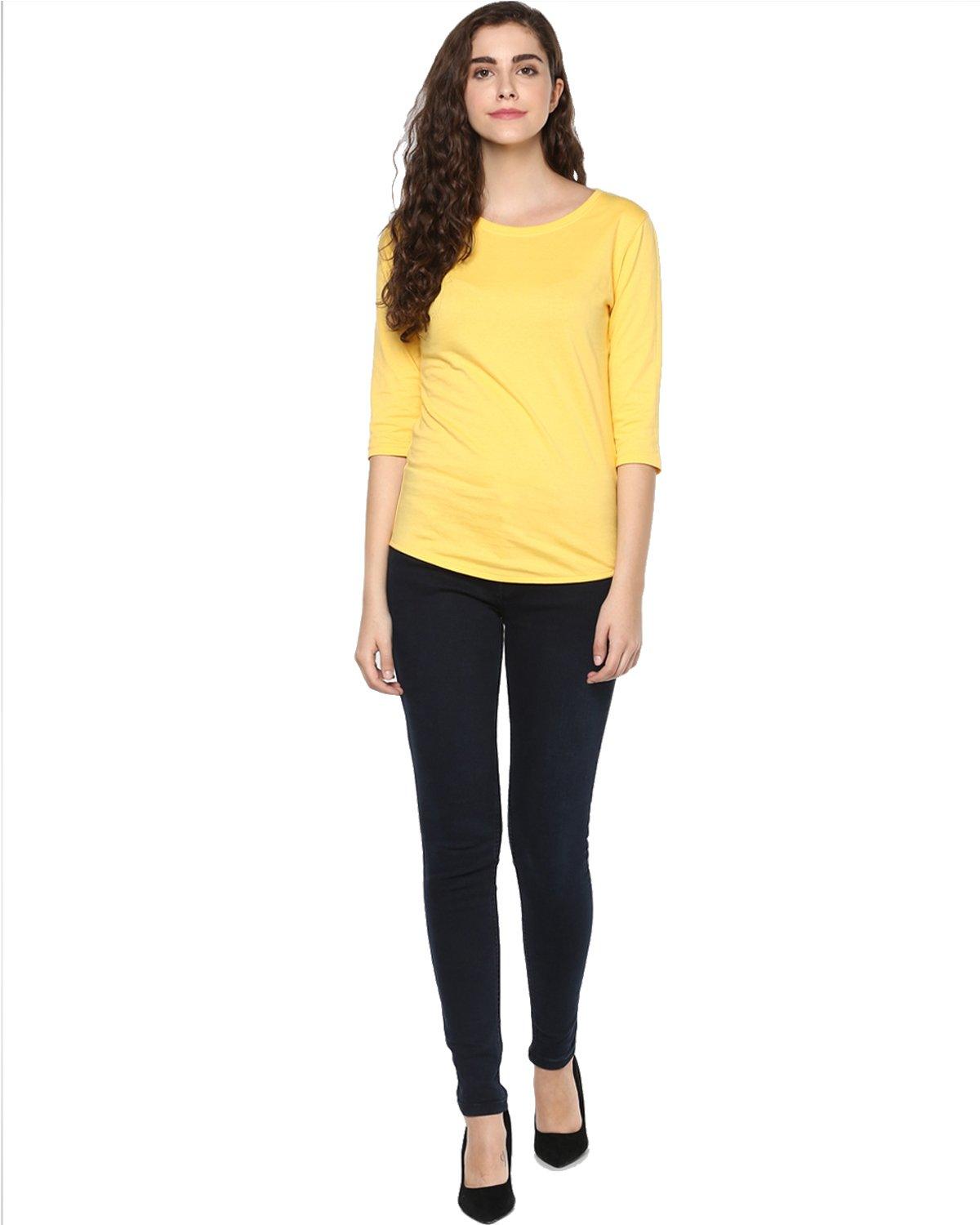 Womens 34U DND Printed Yellow Color Tshirts - Young Trendz