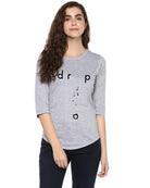 Womens 34U Drop Printed Grey Color Tshirts - Young Trendz