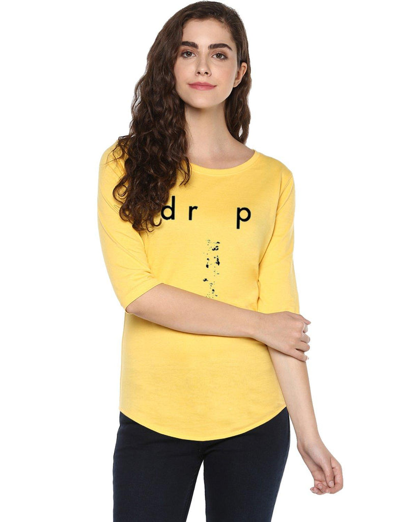 Womens 34U Drop Printed Yellow Color Tshirts - Young Trendz