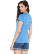 Womens Half Sleeve Drop Printed Blue Color Tshirts - Young Trendz