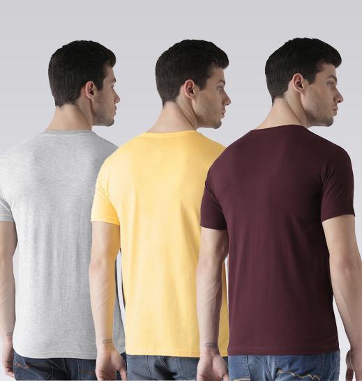 Young Trendz Mens Combo Drop Grey Color Partyb Yellow Color and Skull Maroon Color Half Sleeve Printed T-Shirts - Young Trendz