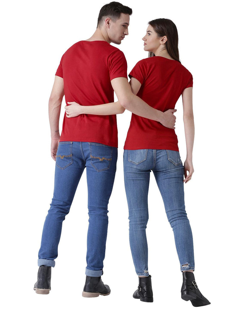 Lucky Printed Red Color Couple Tshirts - Young Trendz