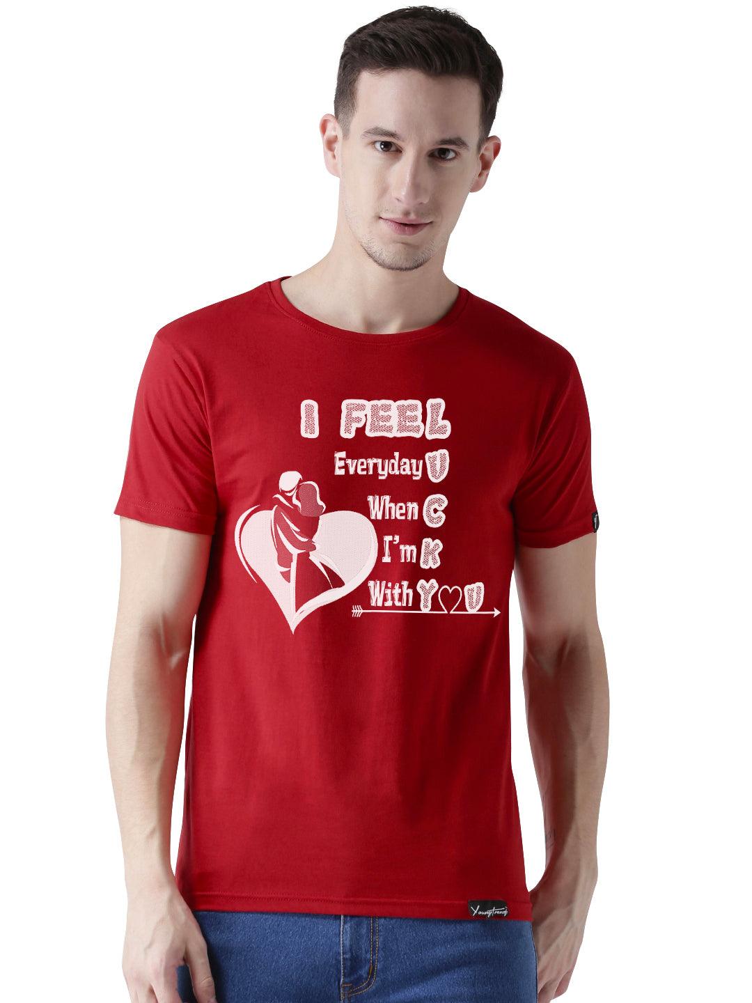 Lucky Printed Red Color Couple Tshirts - Young Trendz