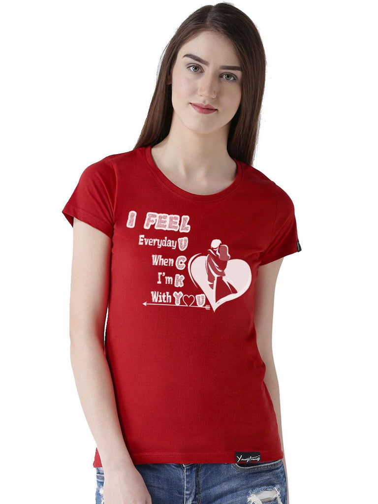 Lucky Printed Red Color Couple Tshirts - Young Trendz