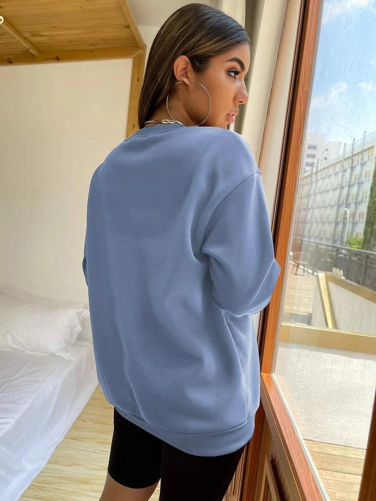 Women's Oversized Sweatshirt Dusky Blue - Young Trendz