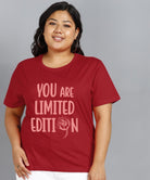 Womens Regular fit Plus Size Printed T-shirt (Maroon) - Young Trendz