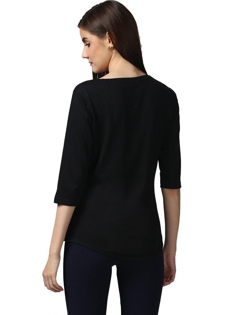 Womens 34U Finish Printed Black Color Tshirts - Young Trendz