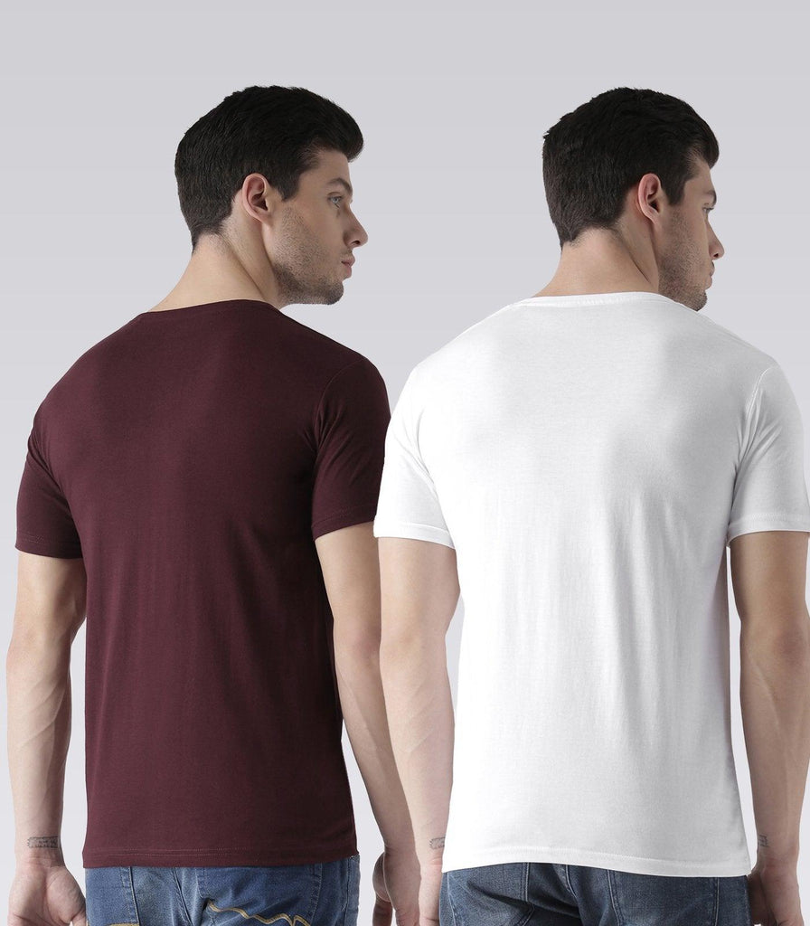 Young Trendz Mens Combo Finish Maroon Color and Rebel White Color Half Sleeve Printed T-Shirts - Young Trendz