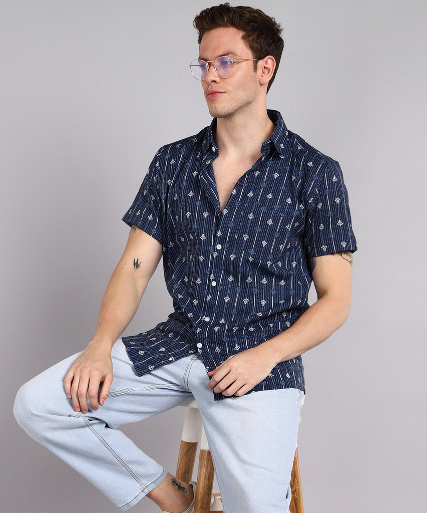 Mens Half Sleeve Casual Printed Shirt - Young Trendz