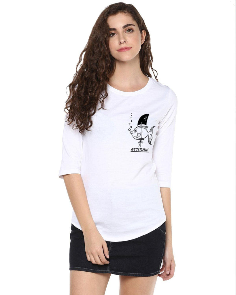Womens 34U Fish Printed White Color Tshirts - Young Trendz