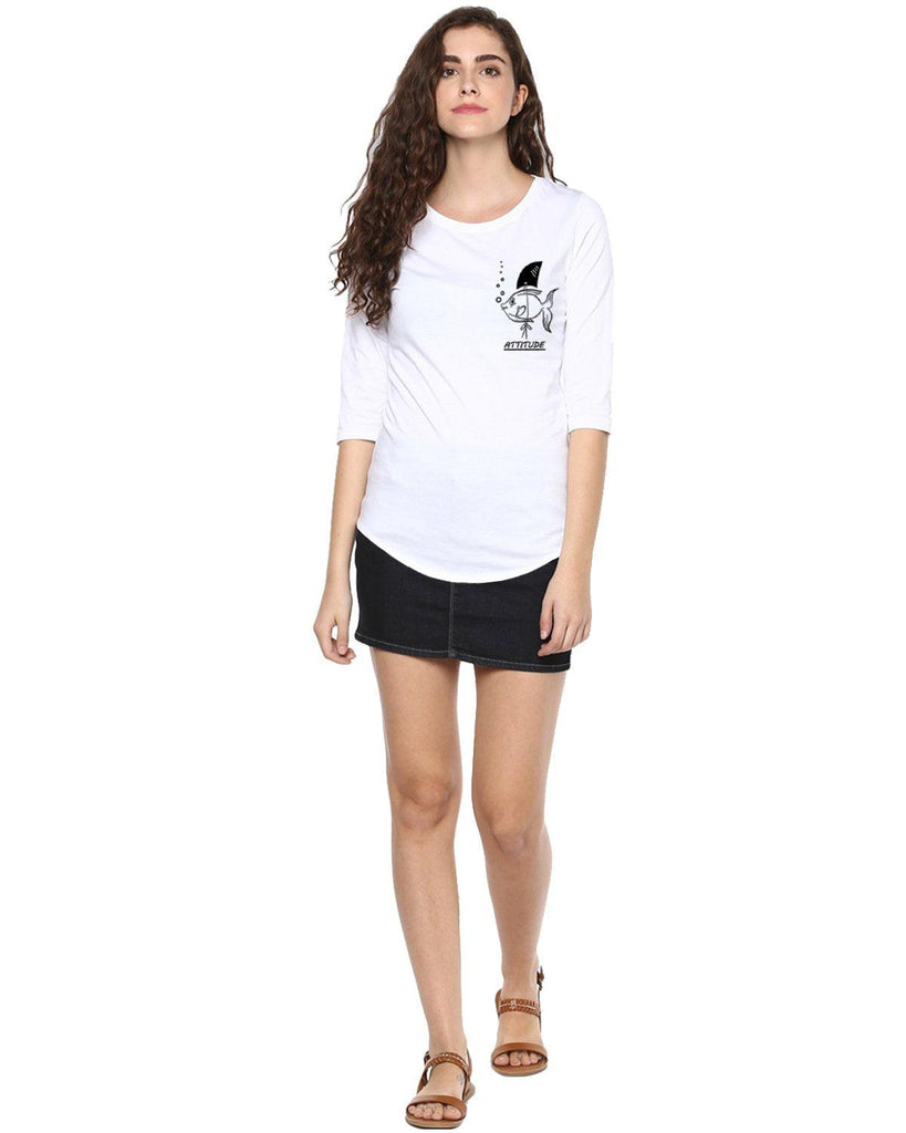 Womens 34U Fish Printed White Color Tshirts - Young Trendz