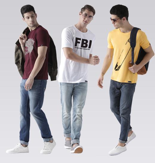 Young Trendz Mens Combo Fly Maroon Color Fbi White Color and Safe Yellow Color Half Sleeve Printed T-Shirts - Young Trendz