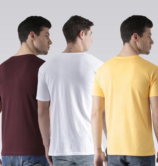 Young Trendz Mens Combo Fly Maroon Color Fbi White Color and Safe Yellow Color Half Sleeve Printed T-Shirts - Young Trendz