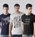 Young Trendz Mens Combo Fly Navy Color Ifnot Steel Grey Color and Finish Black Color Half Sleeve Printed T-Shirts - Young Trendz