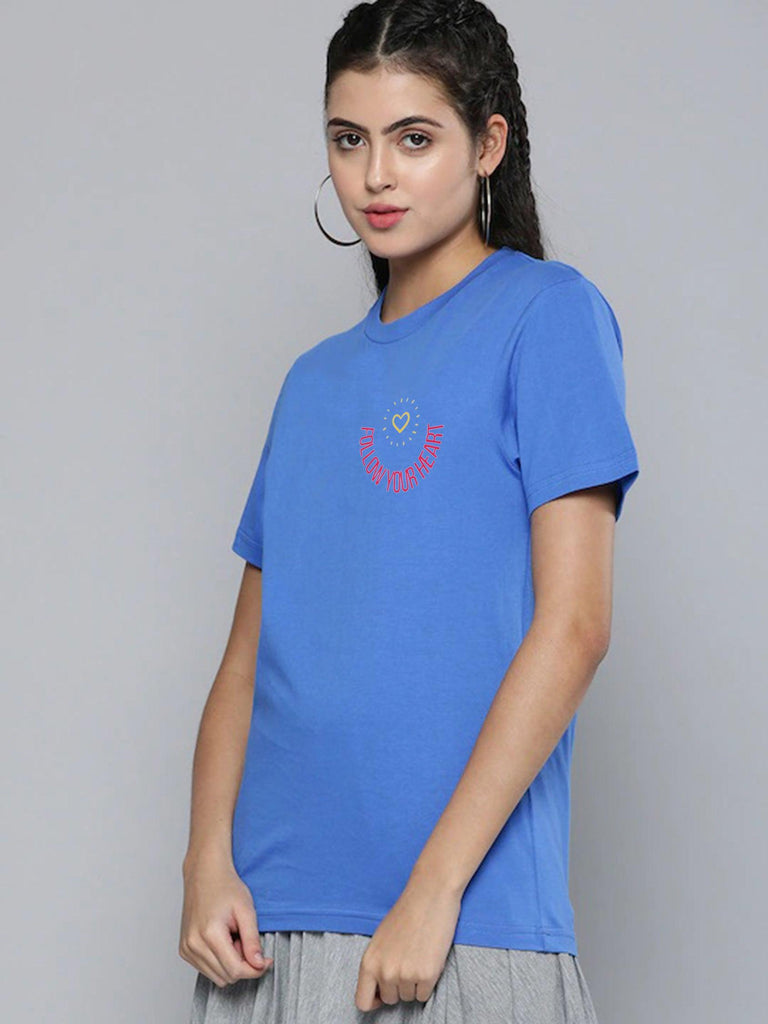 Young Trendz Couple Printed Round Neck T.Shirts (Blue) - Young Trendz