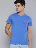 Young Trendz Couple Printed Round Neck T.Shirts (Blue) - Young Trendz