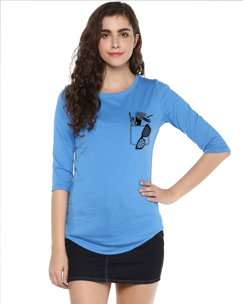 Womens 34U Frenchfry Printed Blue Color Tshirts - Young Trendz