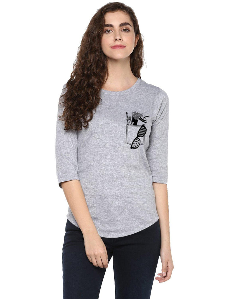 Womens 34U Frenchfry Printed Grey Color Tshirts - Young Trendz