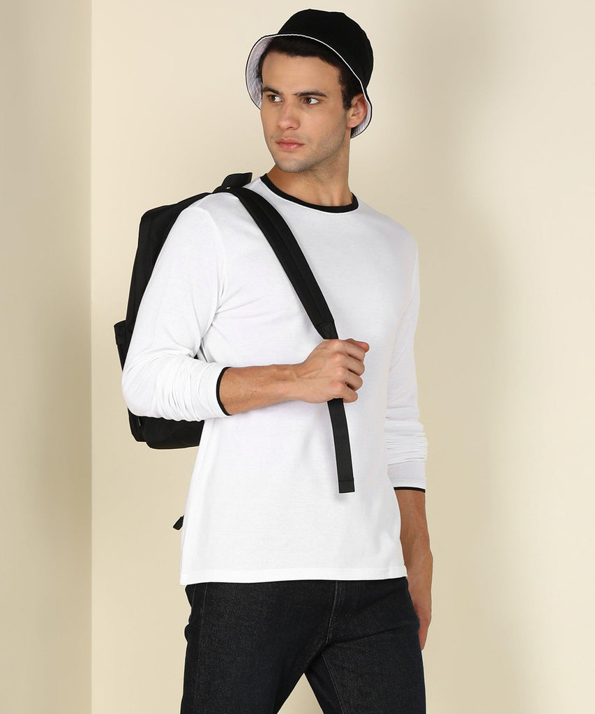 Mens Contrast Crew Neck Full Sleeve T-Shirts - Young Trendz