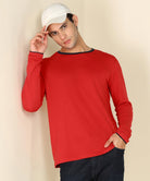 Mens Contrast Crew Neck Full Sleeve T-Shirts - Young Trendz