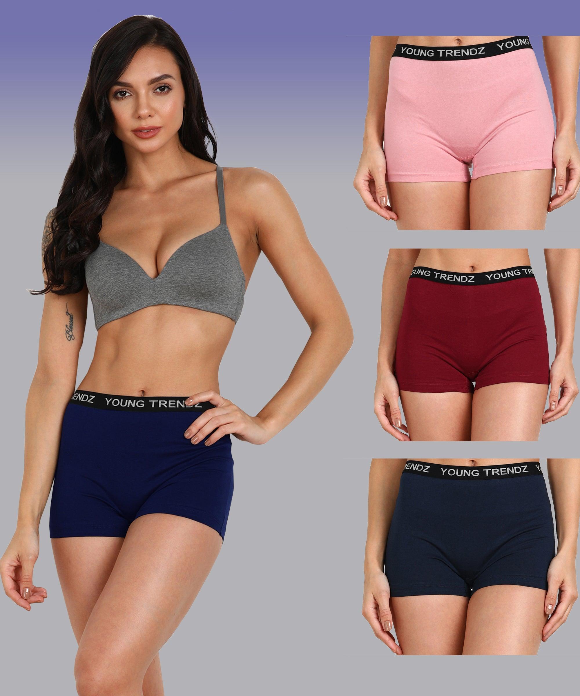 Womens YT Elastic Combo Boyshorts - Young Trendz