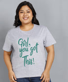 Womens Regular fit Plus Size Printed T-shirt (Grey) - Young Trendz