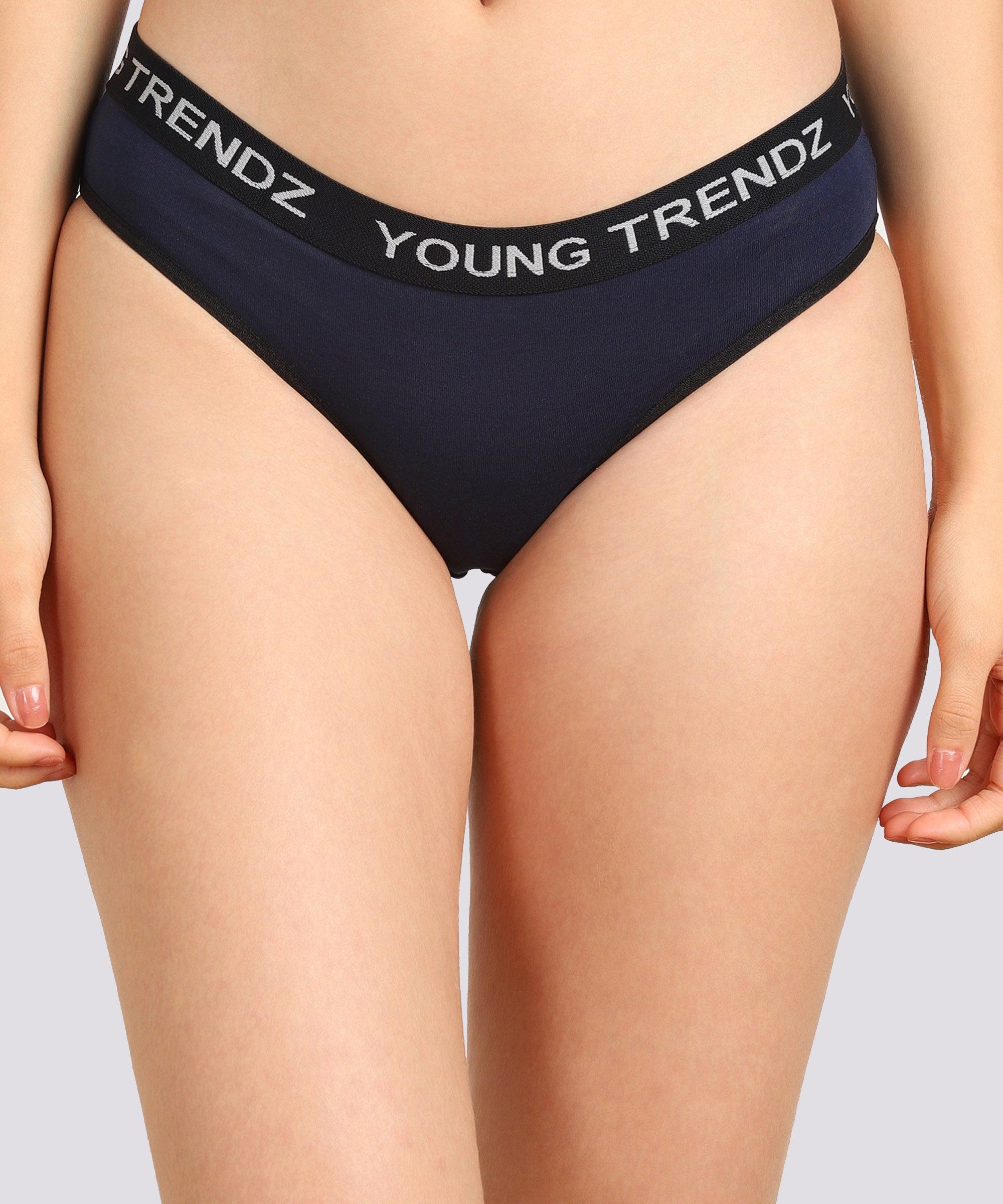 Young Trendz Women YT Elastic Hipster Navy Panty - Organic Cotton - Young Trendz