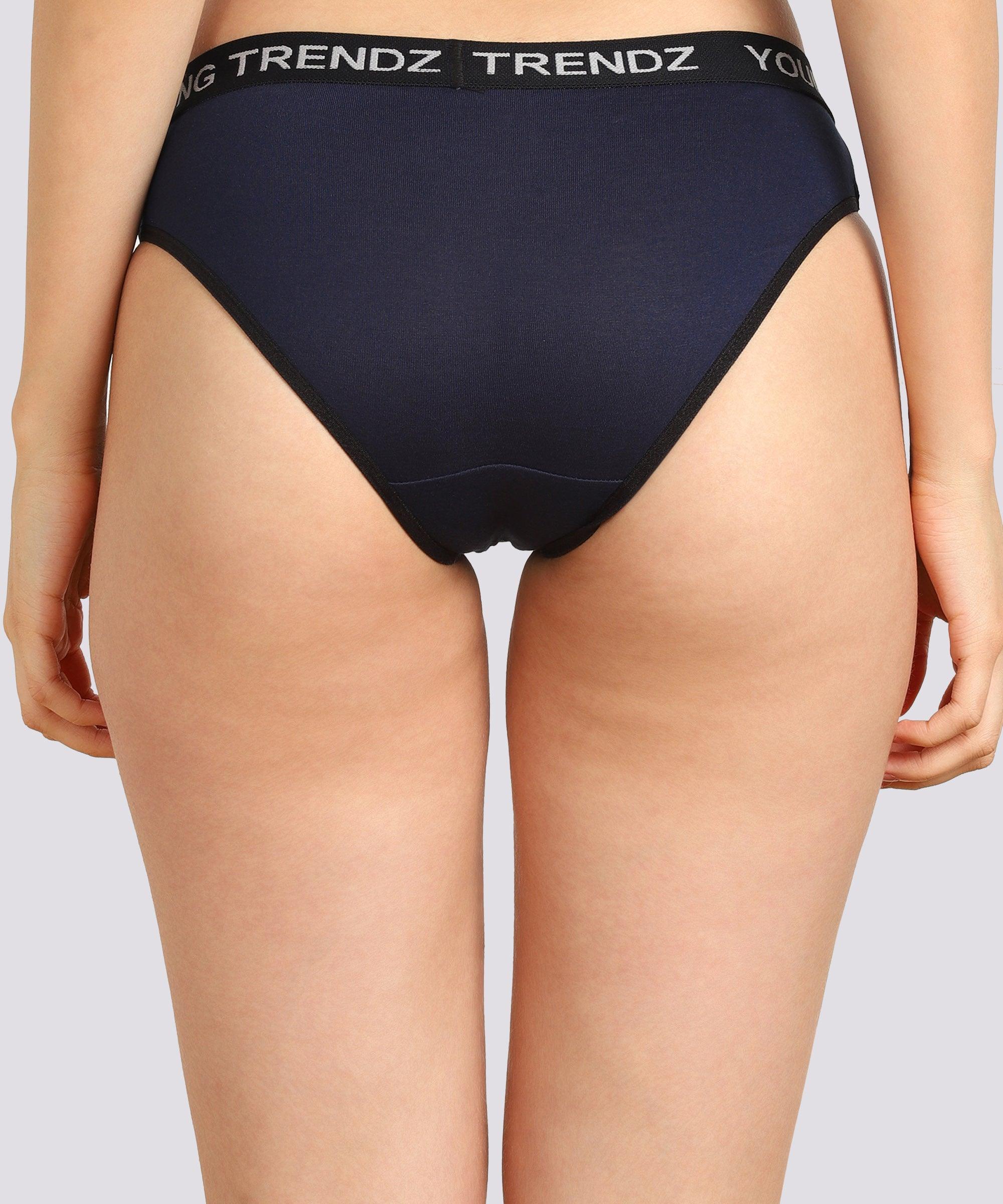 Young Trendz Women YT Elastic Hipster Navy Panty - Organic Cotton - Young Trendz