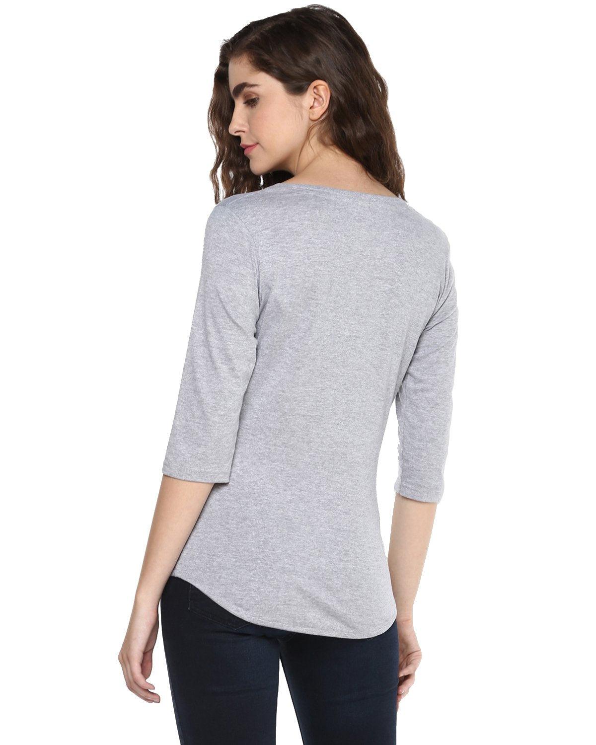 Womens 34U Glass Printed Grey Color Tshirts - Young Trendz