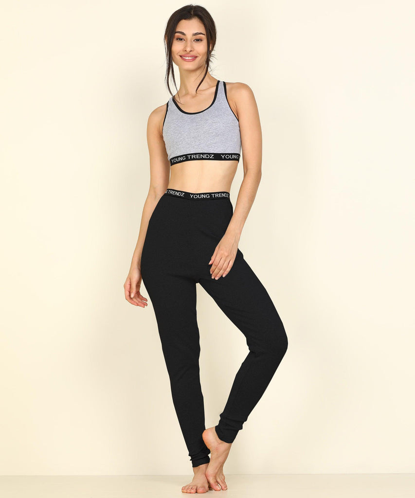 Young Trendz Womens Active Co-Ord Set (Grey_Black) - Young Trendz